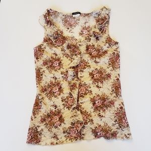 Eyeshadow floral lace sleeveless top